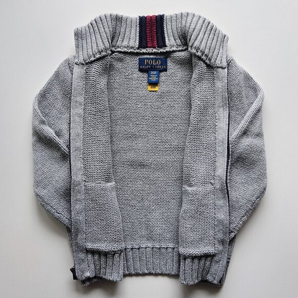 Polo Ralph Lauren Boys’ Cotton Full-Zip Sweater – Size 2T, Grey - Picture 3 of 7